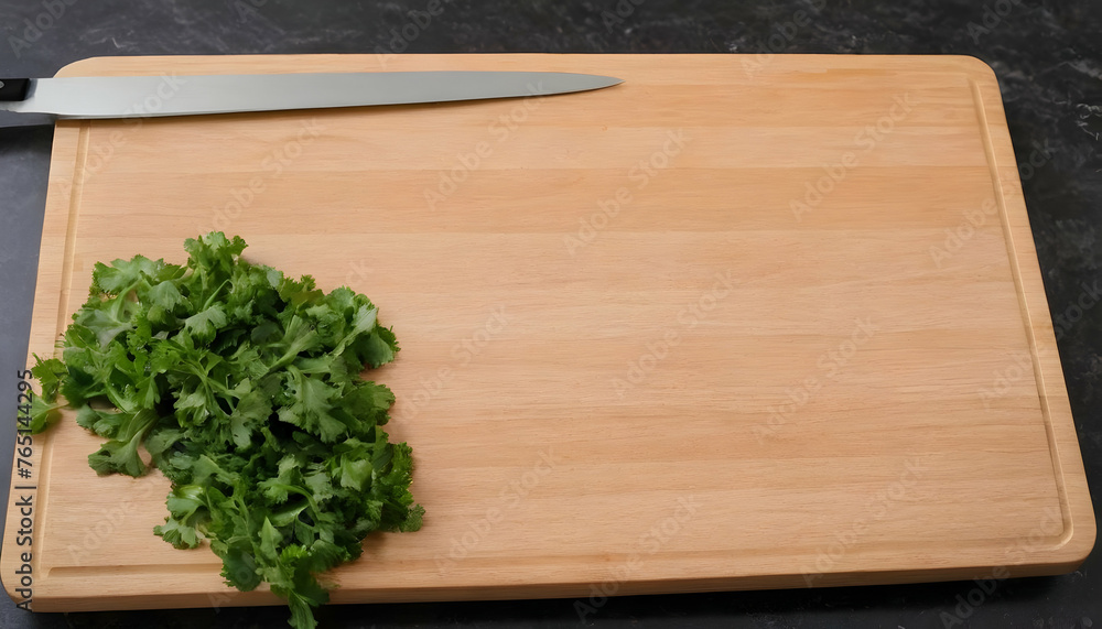 Parsley. On a chopping board in the kitchen Parsley. On a chopping board in the kitchen