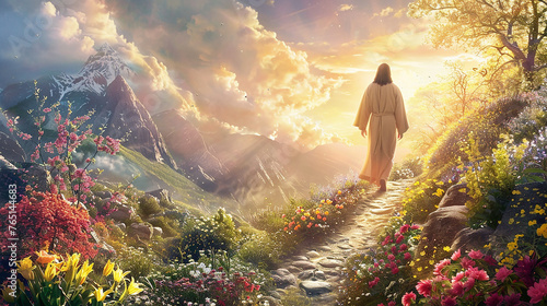 
Jesus Cristo caminhando no paraíso 