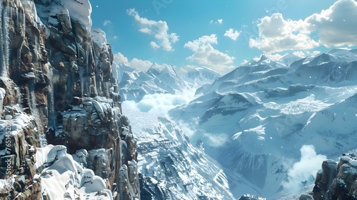 Frozen glacier and snowy mountains beautiful landscape generative ai