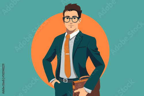 Delivering professional expertise for business success: Consultant with briefcase and glasses represents specialized knowledge, skills, and solutions