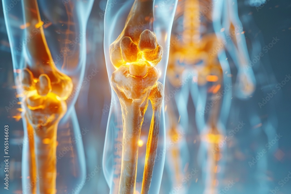Calciam Creative 3D imagery showing calcium strengthening bones beneath healthy, glowing skin