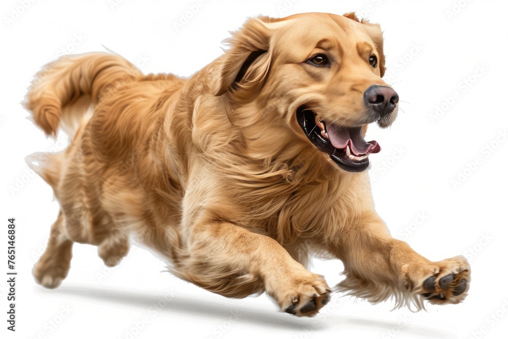 Golden Retriever in Leap: Cheerful Dog Enjoying Playtime