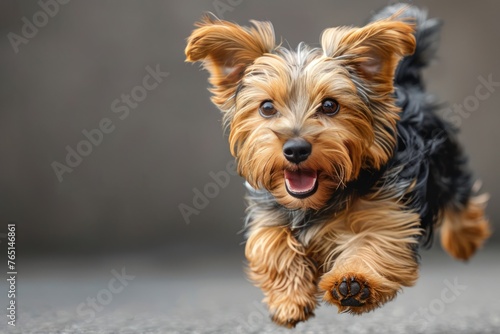 Joyful Yorkie Running: Exuberant Dog in Motion