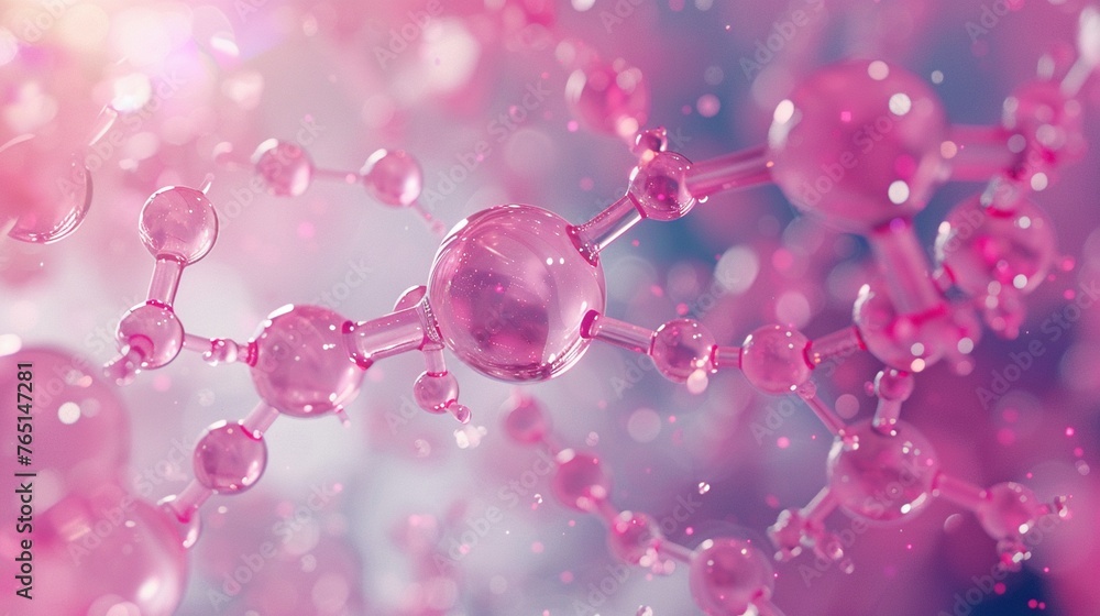 Design a 3D model of a Biotin Strength molecule, emphasizing its role in supporting lush, vibrant hair