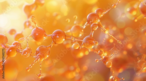 Lecithin   A sleek 3D representation of lecithin molecules bonding with skin cells, enhancing cellular health and hydration photo