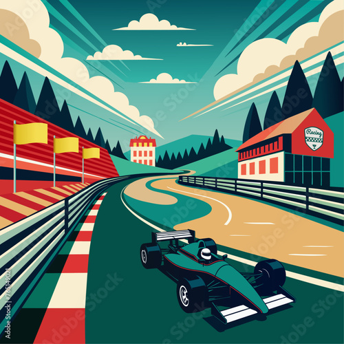 Vintage style F1 race track