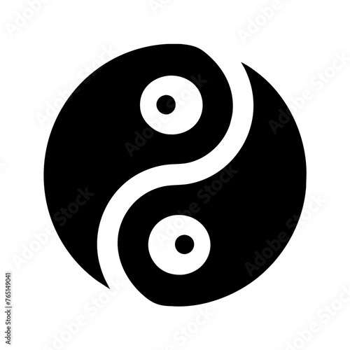 Yin Yang icon vector graphic element symbol illustration on a Transparent Background
