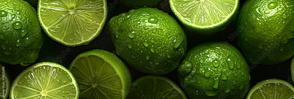 Background with citrus. Limes. Copy space. Place for text. Juiced, fresh, bright. Social media post, banner, header, cover, flyer, brochure, invitation, greeting or bussiness card. Generative Ai conte Background with citrus. Limes. Copy space. Place for text. Juiced, fresh, bright. Social media post, banner, header, cover, flyer, brochure, invitation, greeting or bussiness card. Generative Ai conte