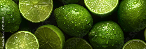 Background with citrus. Limes. Copy space. Place for text. Juiced, fresh, bright. Social media post, banner, header, cover, flyer, brochure, invitation, greeting or bussiness card. Generative Ai conte