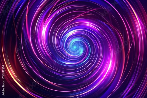 Abstract background with colorful lines in the shape of a spiral on a purple background glow effect Generative AI
