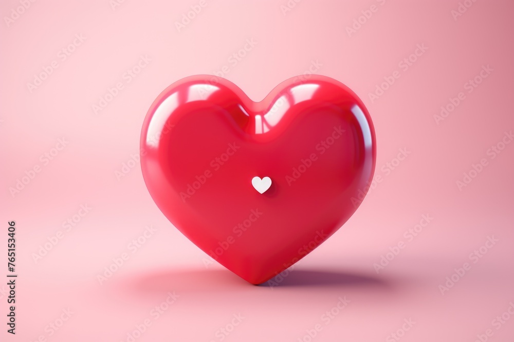 A red heart with a white heart on it