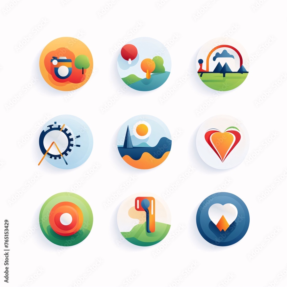 Camping icons set in flat style. Vector illustration for web design Camping icons set in flat style. Vector illustration for web design