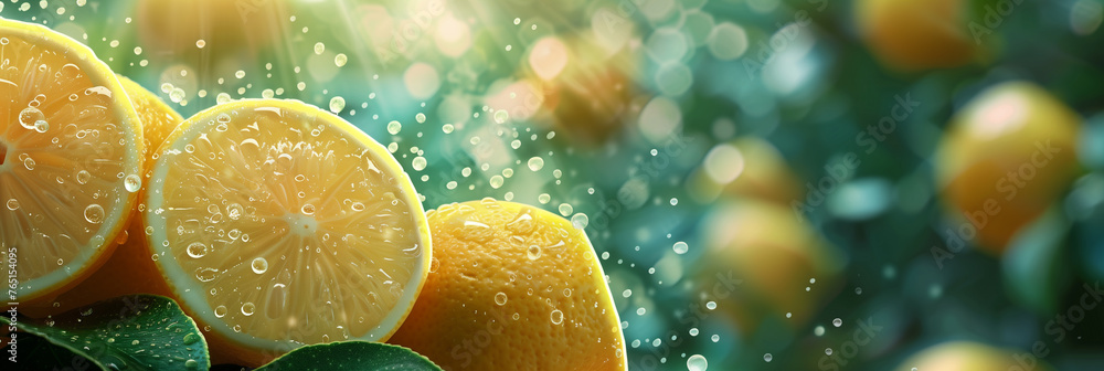 Background with citrus. Lemons. Copy space. Place for text. Juiced ...