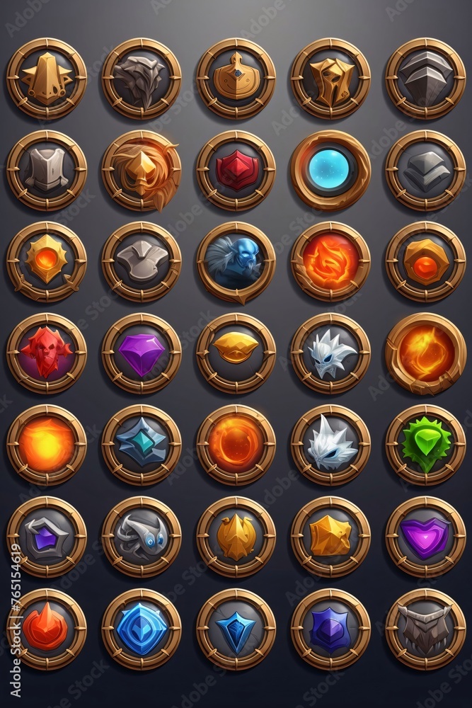Illustration of a set of different colored gemstones on a dark background Illustration of a set of different colored gemstones on a dark background