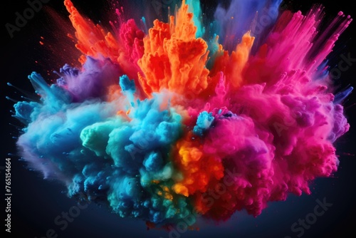 Vibrant colored powder cloud explosion, perfect for festive events and celebrations