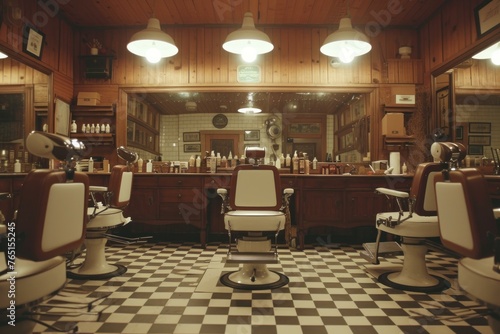 Barbershop vintage. Room retro man. Generate Ai © anatolir