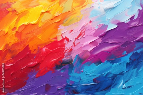 Detailed close up of a vibrant abstract painting