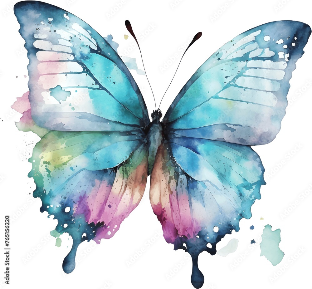 Abstract multi-colored watercolor butterfly
