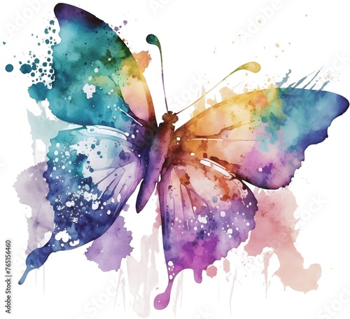 Obraz na płótnie Abstract multi-colored watercolor butterfly w salonie