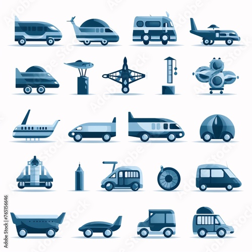 Transport icons set. Flat illustration of 16 transport icons for web