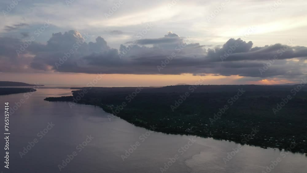 Vanuatu, Espiritu Santo Island. Evening scene with clouds