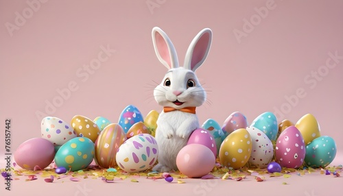 easter bunny with eggs ai generated