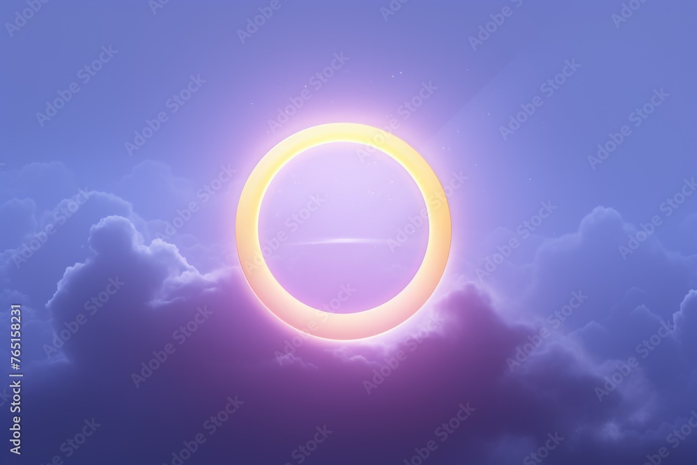 A ring of light shining in the cloudy sky A ring of light shining in the cloudy sky