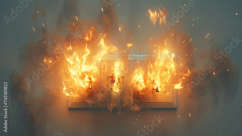 Electrical panel on fire