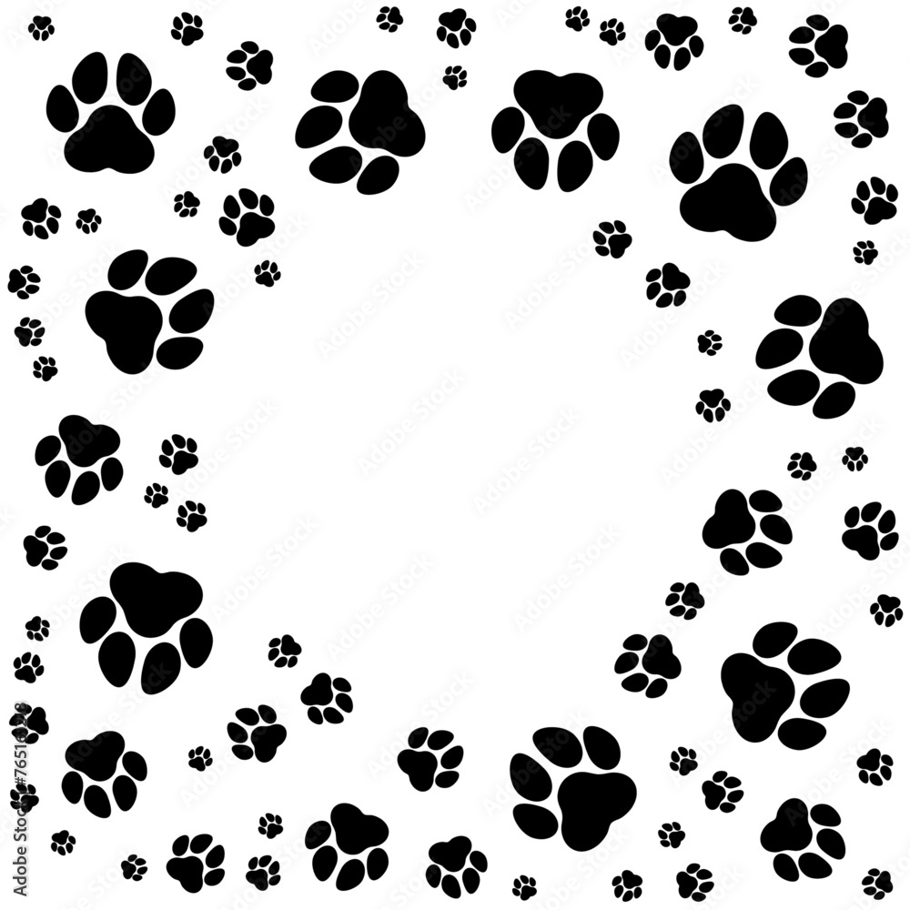 Fototapeta premium paw circular frame design on white