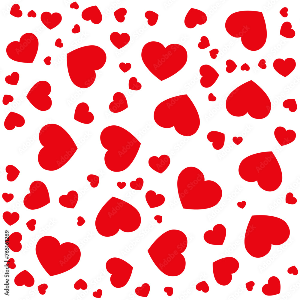 pattern of red hearts on white background