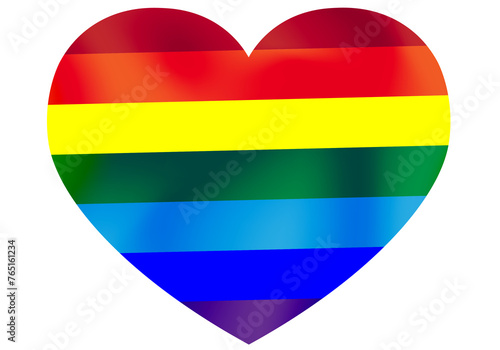 Pride concept, multicolored heart on white background