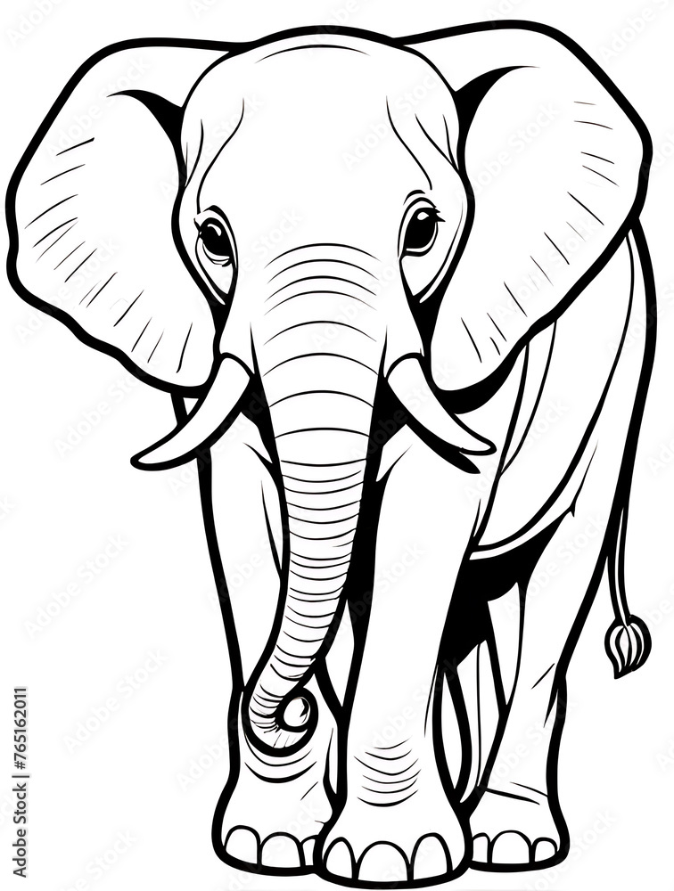 Elephant outline white background ai generated