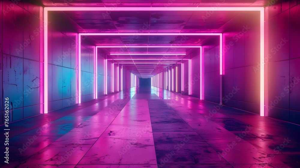 Immersive Neon Light Tunnel Radiating Professional Color Grading