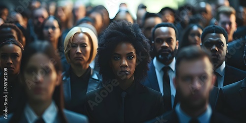 Diverse group of leaders in a blurred secretive meeting including government agents politicians and corporate executives. Concept Blurred Meetings, Government Agents, Corporate Executives