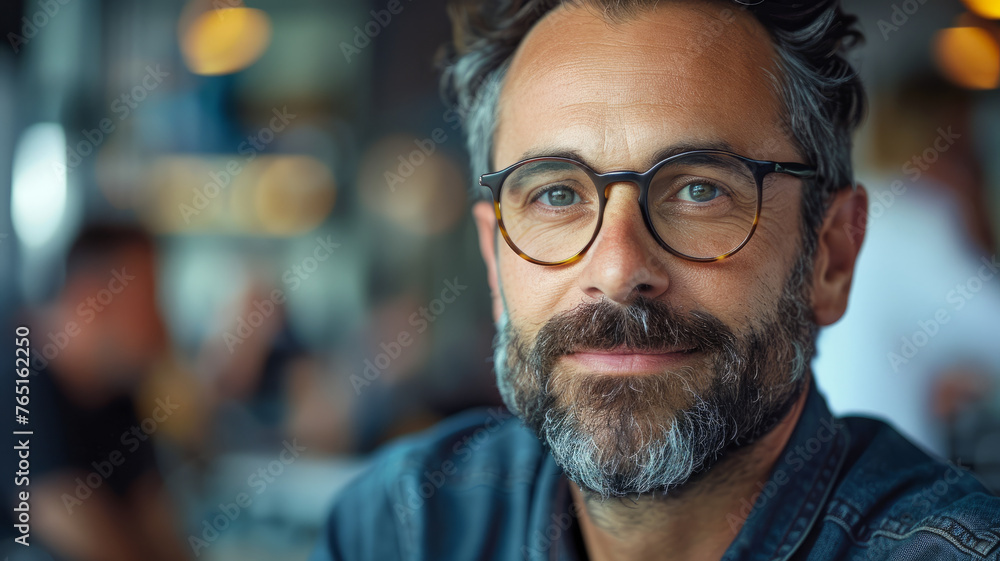 Portrait of a smiling middle-aged man with glasses Portrait of a smiling middle-aged man with glasses