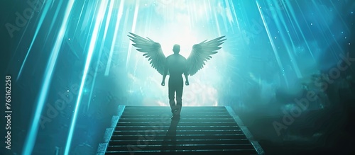 Winged angel at the door of heaven