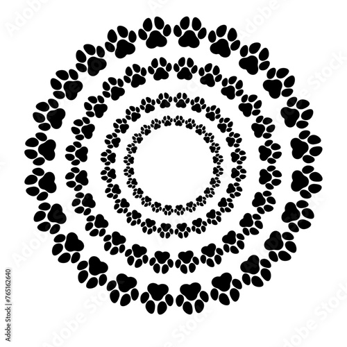 paw circular premium pattern on white background