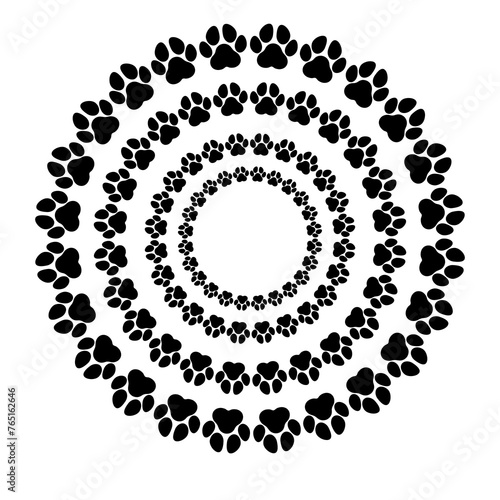 paw circular premium pattern on white background 
