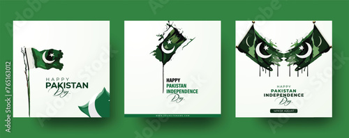 14Th of august happy Pakistan independence day. Vector template or pakistan day social media post or Instagram post template vector