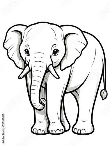 Elephant outline white background ai generated