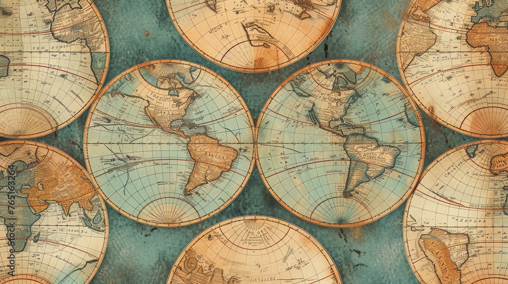 A beautiful and detailed world map with a vintage feel. The map is centered on the Americas, and shows North and South America in great detail.