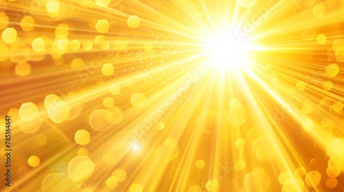Golden rays of light. Shiny glowing sparkles. Bright sun rays with lens flare. Abstract background. photo