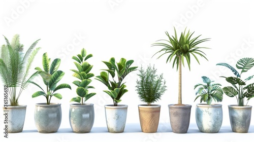 A row of potted plants on a white surface  suitable for interior design projects