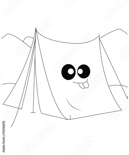 Camp coloring book page for kids 