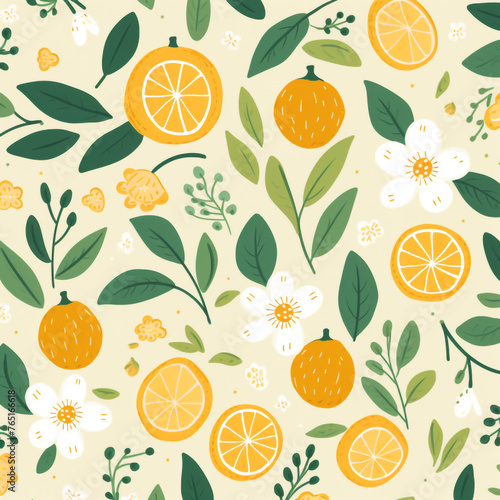 pattern with lemons and leaves