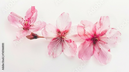 Pink flowers arranged on a white surface, suitable for various floral themes © Fotograf