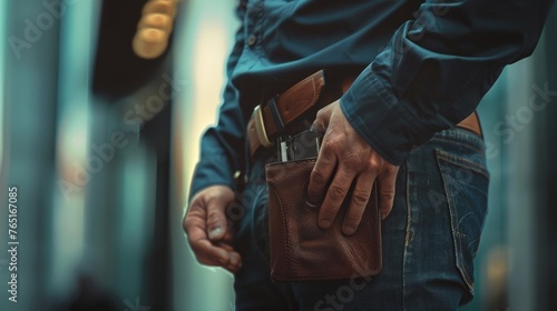 detective, wallet and gun generative ai photo
