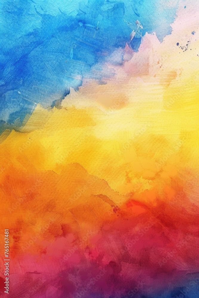 Beautiful painting of a colorful sky with fluffy clouds, perfect for backgrounds or wall art