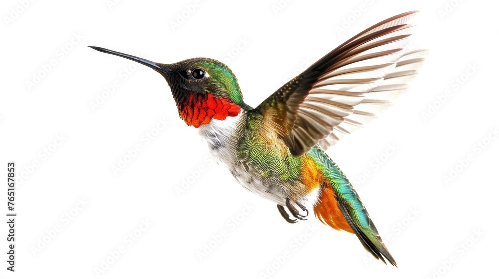 Fototapeta premium A vibrant hummingbird soaring through the air. Perfect for nature and wildlife concepts