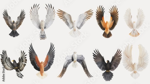 A group of birds flying gracefully in the sky. Suitable for nature and wildlife concepts